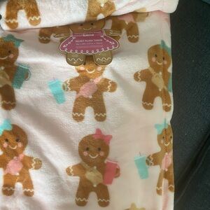 GINGERBREAD GIRL TUMBLER BAG Plush Throw Holiday Blanket